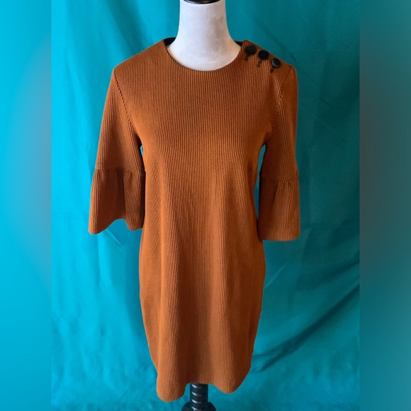 Tibi, half sleeve, sunburn and black striped dress, size S, Length 35”, EUC - Picture 1 of 2